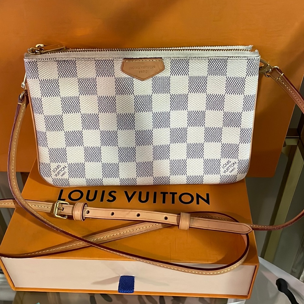 Louis Vuitton Double Zip Pochette Damier Azur